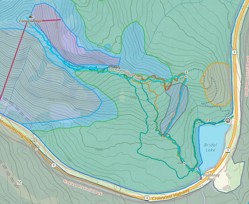 Lazy map of Kootenay Pass